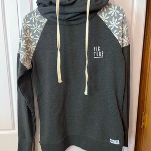 Womens PICTURE organic cotton & lace Hello Hoodie Size L NWT Grey MSRP $99